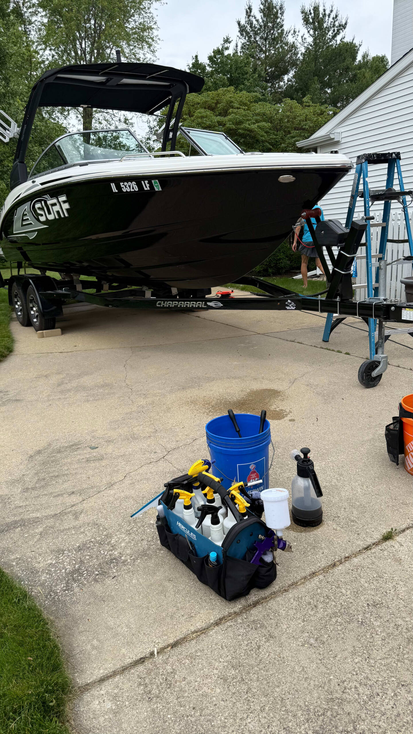 Boat cleaned inside and out by The Detail Docs mobile detailing in Champaign County IL